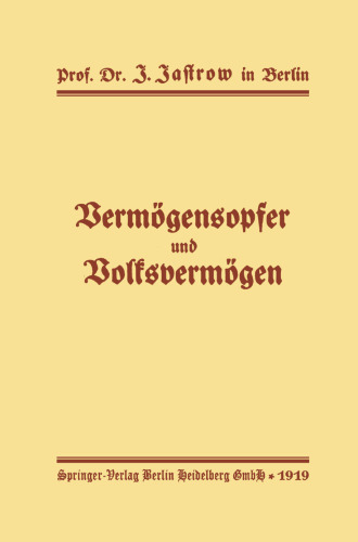 Vermögensopfer und Volksvermögen
