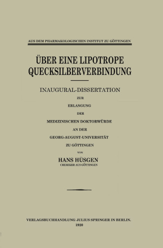 Über Eine Lipotrope Quecksilberverbindung