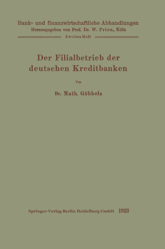 Der Filialbetrieb der deutschen Kreditbanken