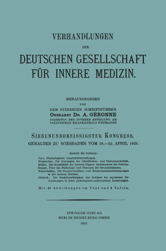 Siebenunddreissigster Kongress: Gehalten zu Wiesbaden vom 20.–23. April 1925