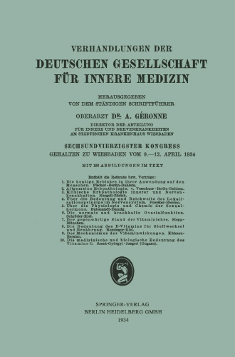 Sechsundvierzigster Kongress: Gehalten zu Wiesbaden vom 9.–12. April 1934