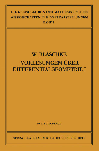 Vorlesungen Über Differentialgeometrie: Und Geometrische Grundlagen von Einsteins Relativitätstheorie