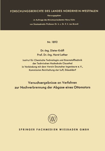 Versuchsergebnisse an Verfahren zur Nachverbrennung der Abgase eines Ottomotors
