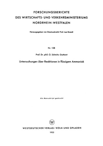 Untersuchungen über Reaktionen in flüssigem Ammoniak