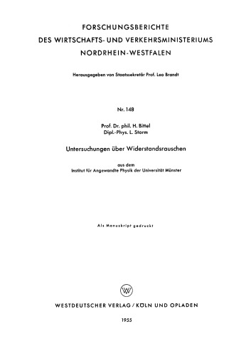 Untersuchungen über Widerstandsrauschen