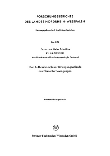 Der Aufbau komplexer Bewegungsabläufe aus Elementarbewegungen