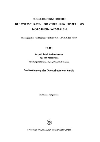 Die Bestimmung der Gasausbeute von Karbid