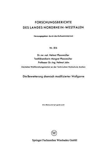 Die Bewetterung chemisch modifizierter Wollgarne