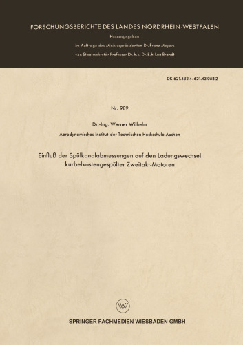 Einfluß der Spülkanalabmessungen auf den Ladungswechsel kurbelkastengespülter Zweitakt-Motoren