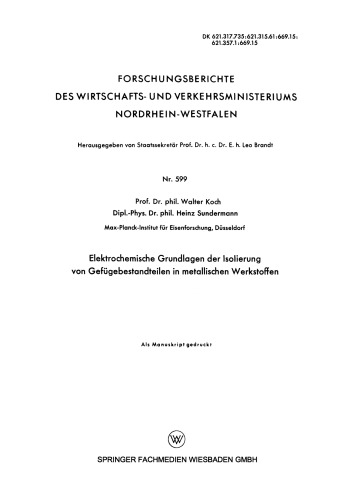 Elektrochemische Grundlagen der Isolierung von Gefügebestandteilen in metallischen Werkstoffen