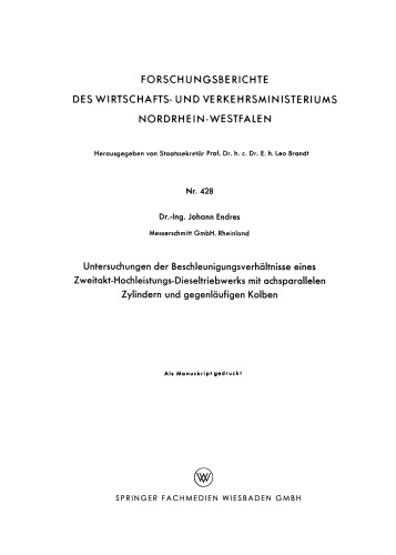 Untersuchungen der Beschleunigungsverhältnisse eines Zweitakt-Hochleistungs-Dieseltriebwerks mit achsparallelen Zylindern und gegenläufigen Kolben