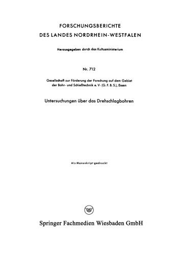 Untersuchungen über das Drehschlagbohren