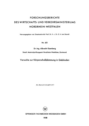 Versuche zur Körperschalldämmung in Gebäuden