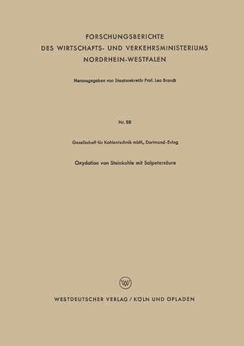 Oxydation von Steinkohle mit Salpetersäure