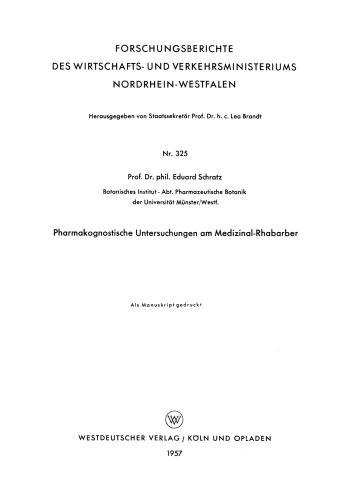 Pharmakognostische Untersuchungen am Medizinal-Rhabarber