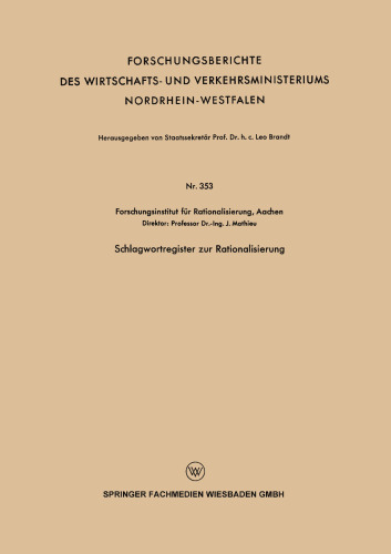 Schlagwortregister zur Rationalisierung