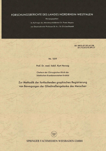 Zur Methodik der fortlaufenden graphischen Registrierung von Bewegungen der Gliedmaßengelenke des Menschen