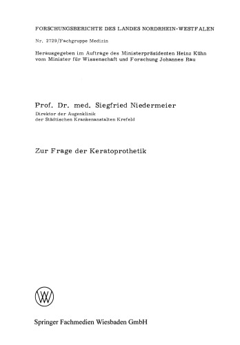 Zur Frage der Keratoprothetik