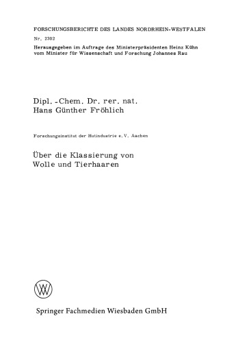 Über die Klassierung von Wolle und Tierhaaren