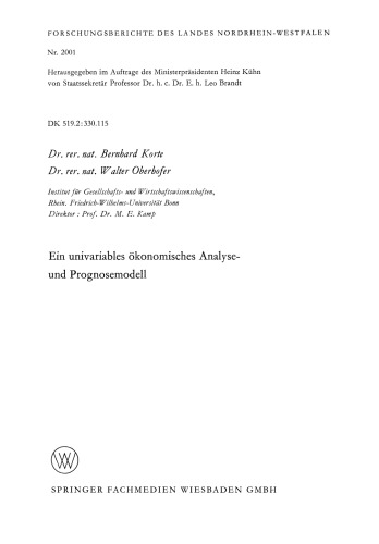 Ein univariables ökonomisches Analyse- und Prognosemodell
