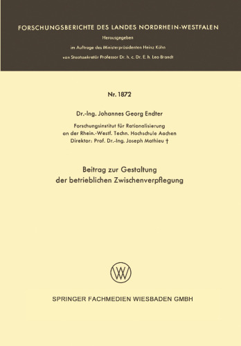 Beitrag zur Gestaltung der betrieblichen Zwischenverpflegung