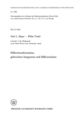 Hilberttransformation, gebrochene Integration und Differentiation