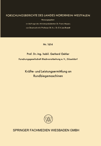 Kräfte- und Leistungsermittlung an Rundbiegemaschinen