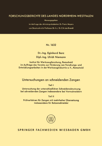 Untersuchungen an schneidenden Zangen