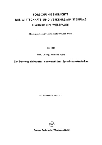 Zur Deutung einfachster mathematischer Sprachcharakteristiken