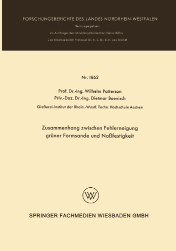 Zusammenhang zwischen Fehlerneigung grüner Formsande und Naßfestigkeit