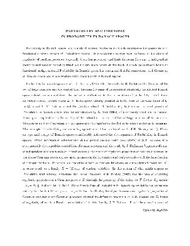 Probability In Banach Spaces Isopermetry and Processes