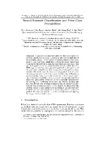 Neural Network Classification and Prior Class Probabilities. State of the Art Surveys (Article)