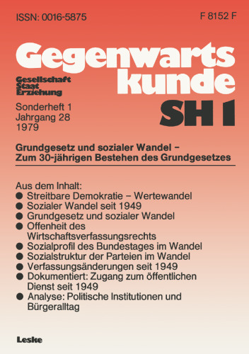 Grundgesetz und sozialer Wandel — zum 30. Jahrestag der Verfassung der Bundesrepublik Deutschland