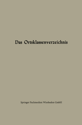 Das Ortsklassenverzeichnis