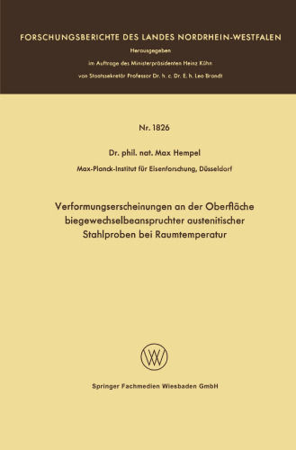 Verformungserscheinungen an der Oberfläche biegewechselbeanspruchter austenitischer Stahlproben bei Raumtemperatur