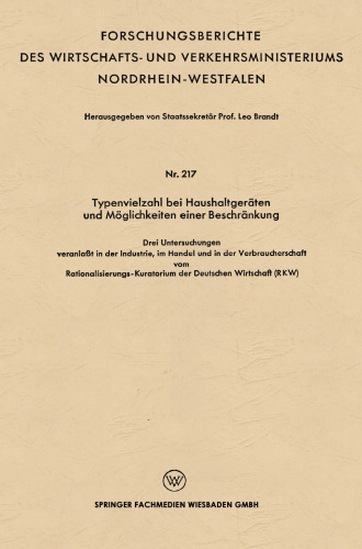 Typenvielzahl bei Haushaltgeräten und Möglichkeiten einer Beschränkung
