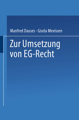 Zur Umsetzung von EG-Recht