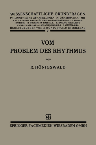 Vom Problem des Rhythmus: Eine Analytische Betrachtung über den Begriff der Psychologie
