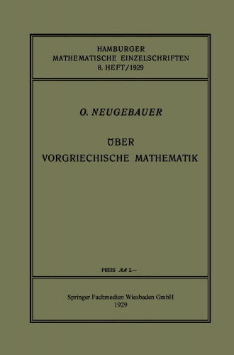 Über Vorgriechische Mathematik