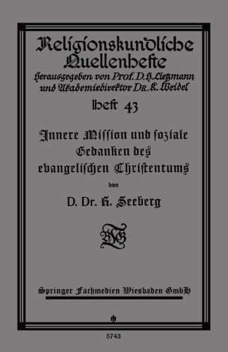 Innere Mission und soziale Gedanken des evangelischen Christentums