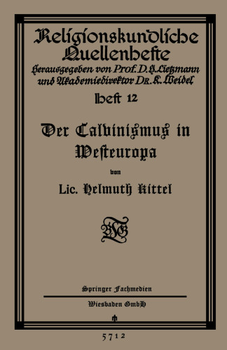 Der Calvinismus in Westeuropa