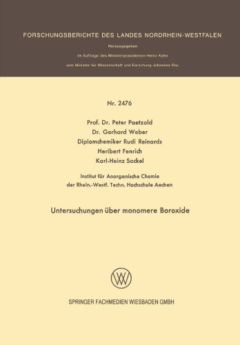 Untersuchungen über monomere Boroxide