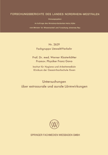 Untersuchungen über extraaurale und aurale Lärmwirkungen