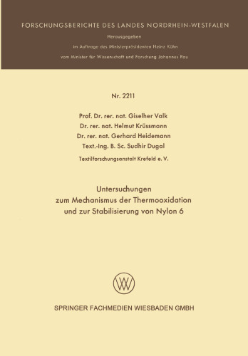 Untersuchungen zum Mechanismus der Thermooxidation und zur Stabilisierung von Nylon 6