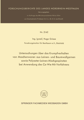 Untersuchungen über das Krumpfverhalten von Maschenwaren aus Leinen- und Baumwollgarnen sowie Polyester-Leinen-Mischgespinsten bei Anwendung des Co-We-Nit-Verfahrens