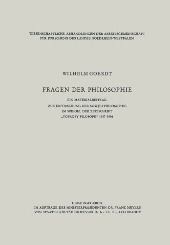 „Fragen der Philosophie“: Ein Materialbeitrag zur Erforschung der Sowjetphilosophie im Spiegel der Zeitschrift „Voprosy Filosofii“ 1947–1956