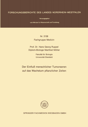 Der Einfluß menschlicher Tumorseren auf das Wachstum pflanzlicher Zellen