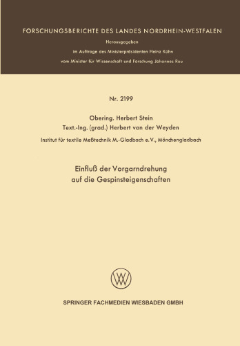 Einfluß der Vorgarndrehung auf die Gespinsteigenschaften