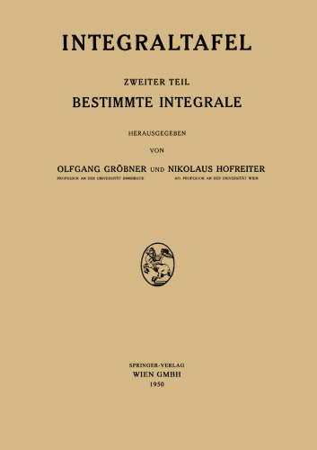 Integraltafel: Zweiter Teil Bestimmte Integrale