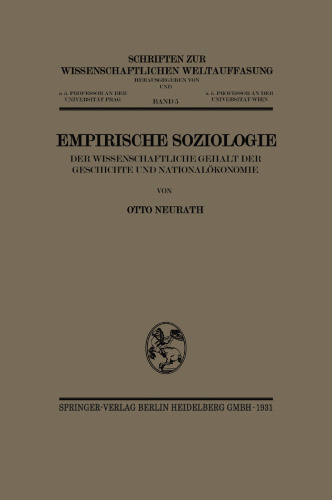 Empirische Soziologie: Der Wissenschaftliche Gehalt der Geschichte und Nationalökonomie